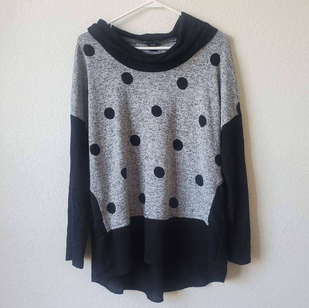 Michael Tyler Black and Gray Polkadot Sweater